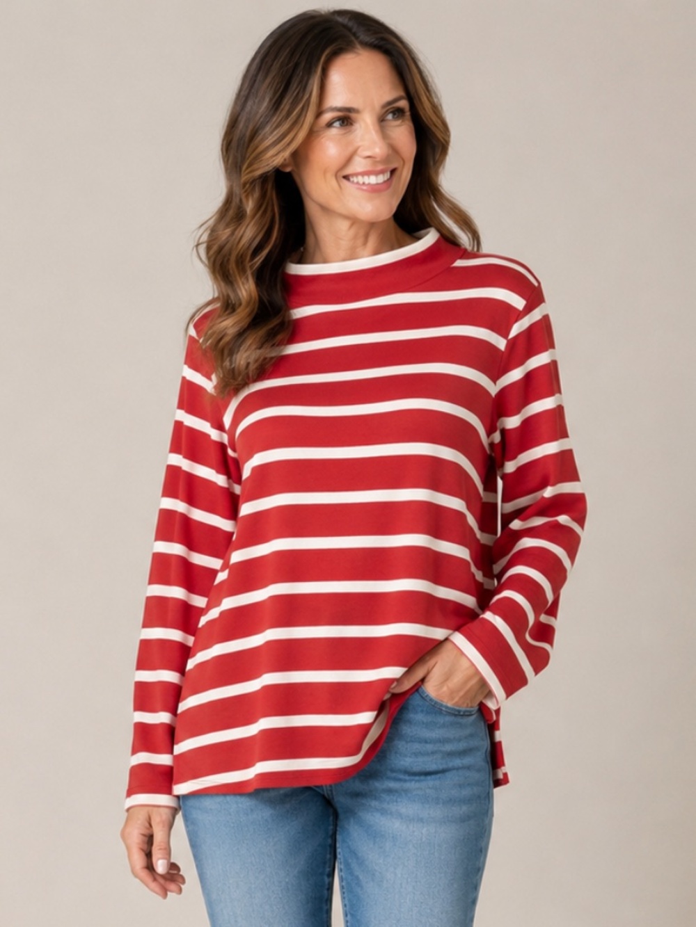 Martha Stewart Signature Coral Stripe Modal Blend Tunic Top XL NWOT - Picture 1 of 16